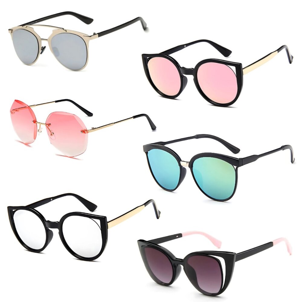 $10 Sunglasses Collection - Mirror, Cateye, Rimless, Silver, Black, Rose Gold